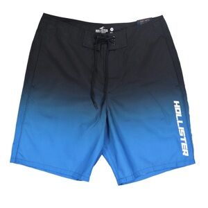 Hollister Men's Board Shorts Ombre Blue Black Size 30 9 Inch Inseam NWT